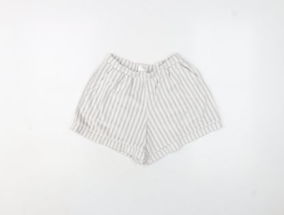 Adams Girls Grey Striped Jersey Shorts 8-10 Years Elastic Waist Summer