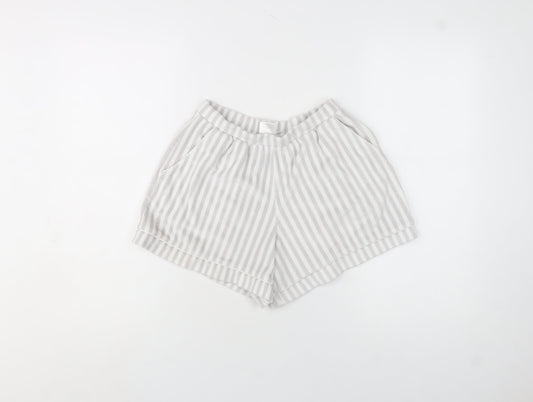 Adams Girls Grey Striped Jersey Shorts 8-10 Years Elastic Waist Summer