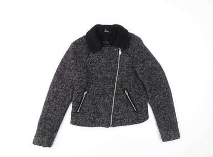 Womens UK Size 8 H&M Grey Biker Coat