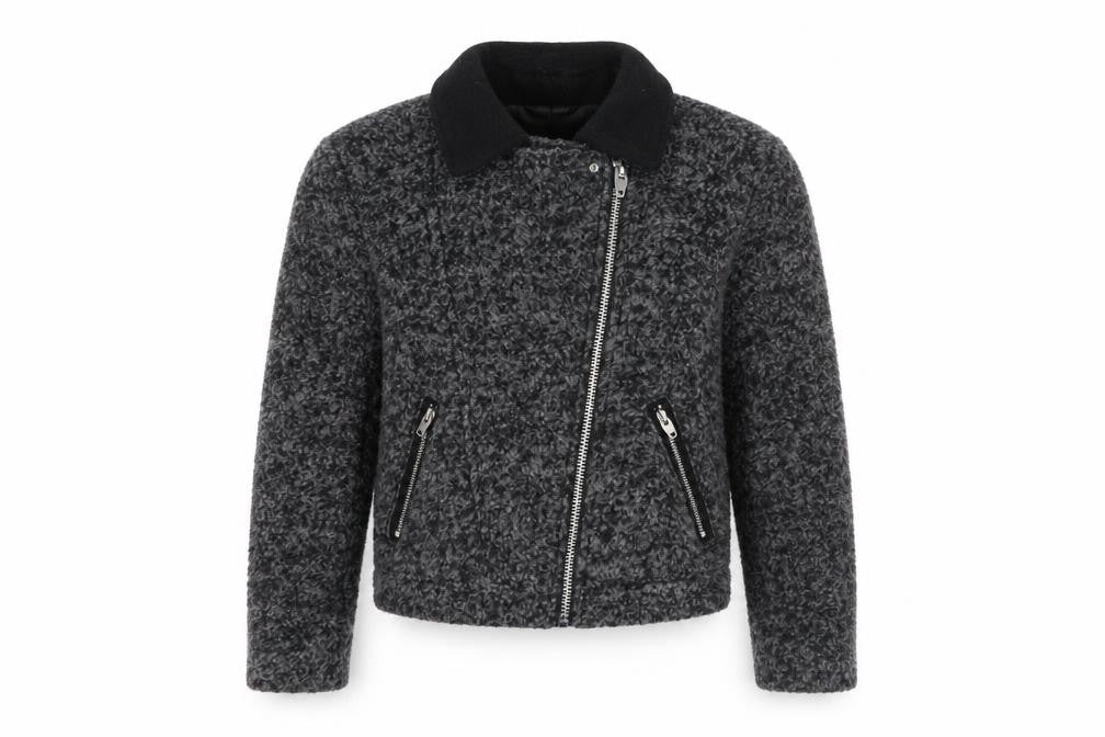 Womens UK Size 8 H&M Grey Biker Coat