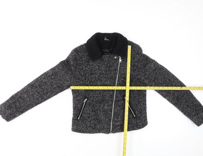 Womens UK Size 8 H&M Grey Biker Coat