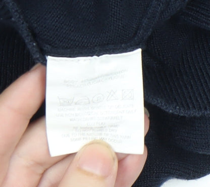 Calvin Klein Men Blue V-Neck Golf Cotton Blend Jumper Size M