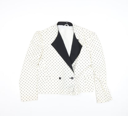 St. Bernard Womens White Polka Dot Cropped Blazer Size 16 Retro Style