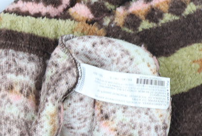 Pull&Bear Women Brown Aztec Fleece Cropped Half Zip Jacket Size 8