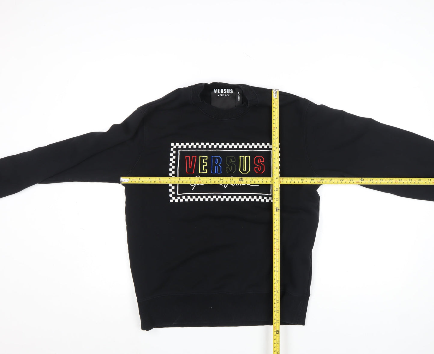 Versace Men’s Black Logo Pullover Jumper M Cotton Stretch Crew Neck