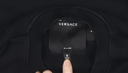 Versace Men’s Black Logo Pullover Jumper M Cotton Stretch Crew Neck