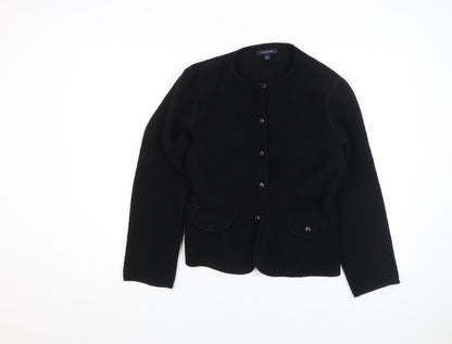 Lands' End Womens Black Wool Tailored Blazer Jacket Size 10