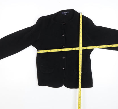 Lands' End Womens Black Wool Tailored Blazer Jacket Size 10