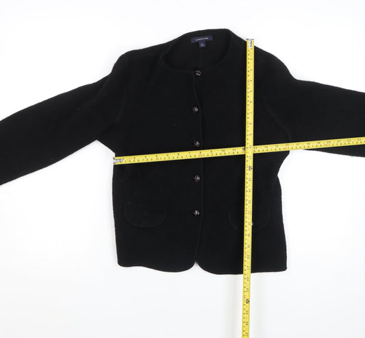 Lands' End Womens Black Wool Tailored Blazer Jacket Size 10
