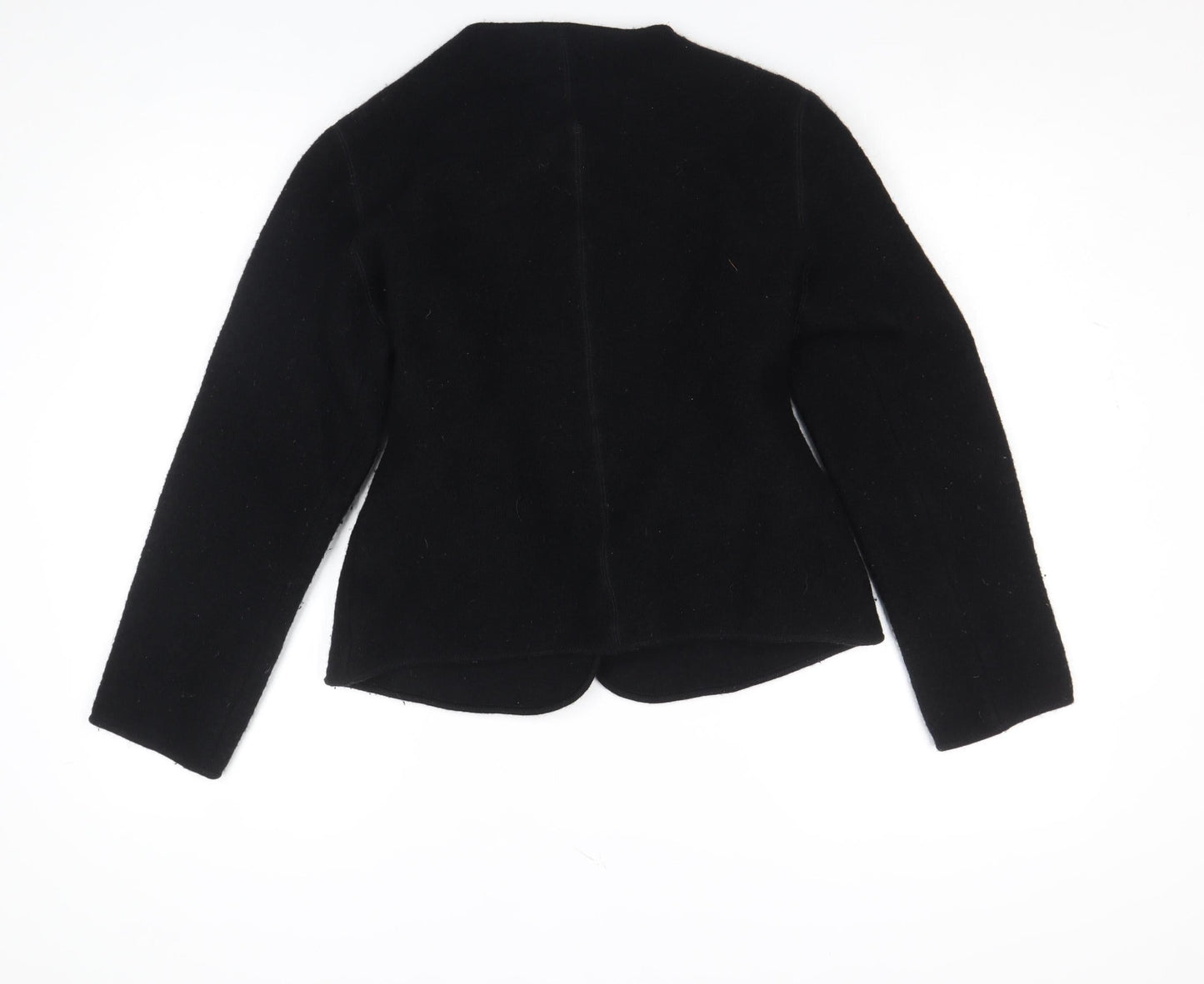 Lands' End Womens Black Wool Tailored Blazer Jacket Size 10