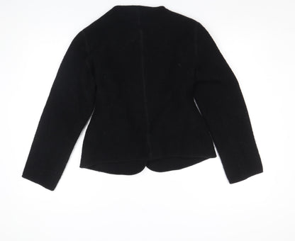 Lands' End Womens Black Wool Tailored Blazer Jacket Size 10