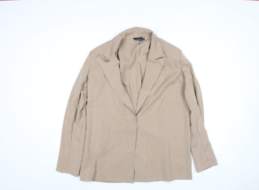 PrettyLittleThing Women Beige Single-Breasted Blazer Size 8