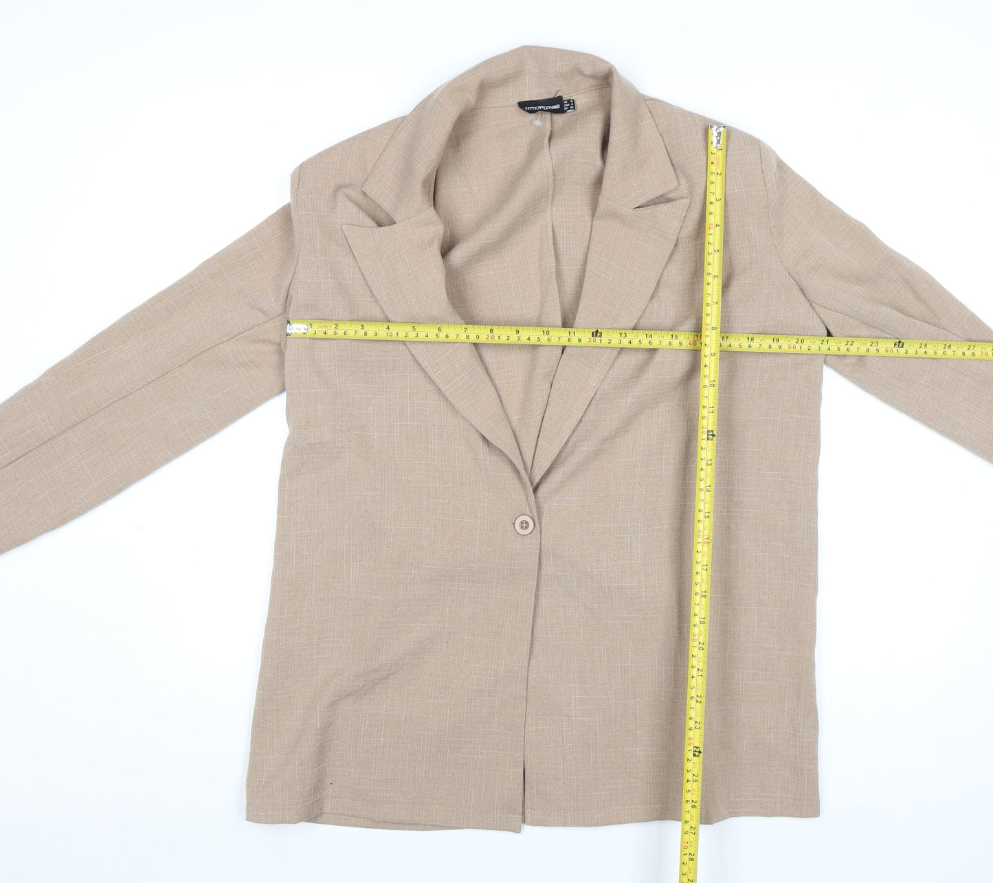 PrettyLittleThing Women Beige Single-Breasted Blazer Size 8