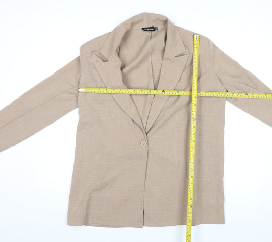 PrettyLittleThing Women Beige Single-Breasted Blazer Size 8