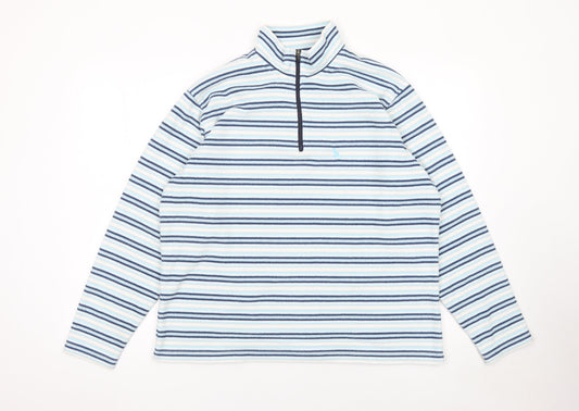 Hawkshead Women's Blue Striped Fleece 1/2 Zip Pullover Sweatshirt Size 18