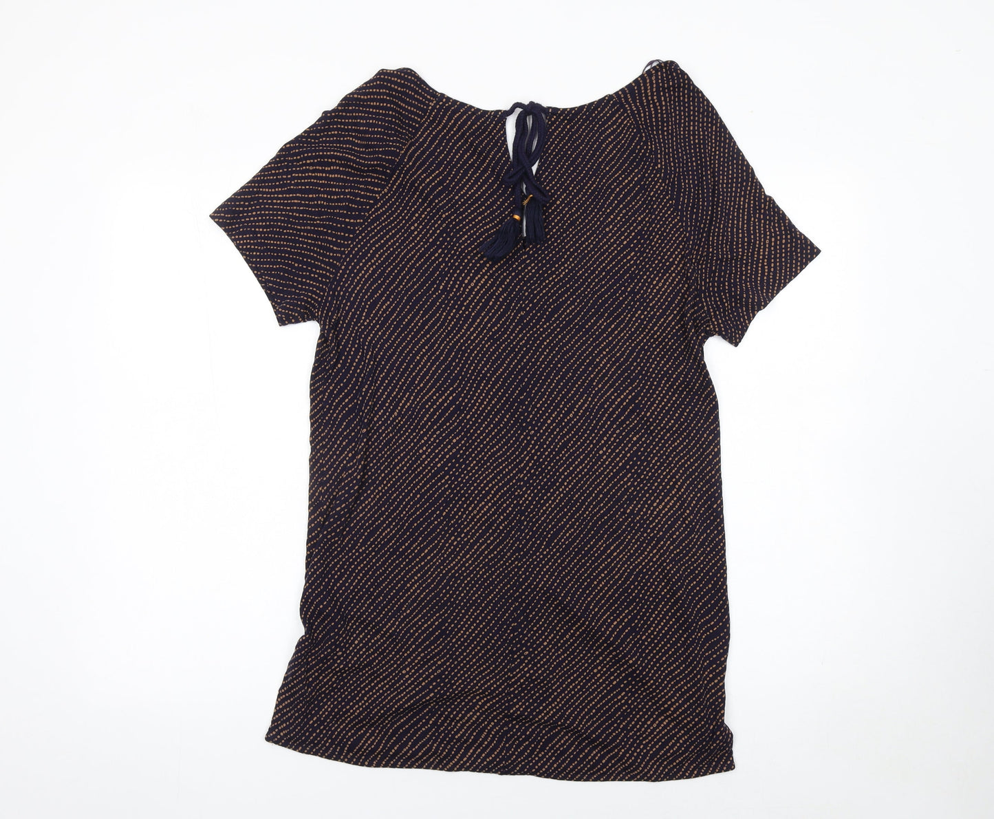 Fat Face Women’s Blue Viscose Tunic Blouse UK 12 Short Sleeve