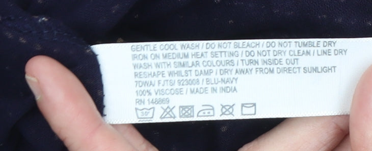 Fat Face Women’s Blue Viscose Tunic Blouse UK 12 Short Sleeve