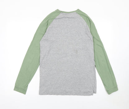 Jack Wills Boys Grey Green Long Sleeve Logo T-Shirt 14-15 Years