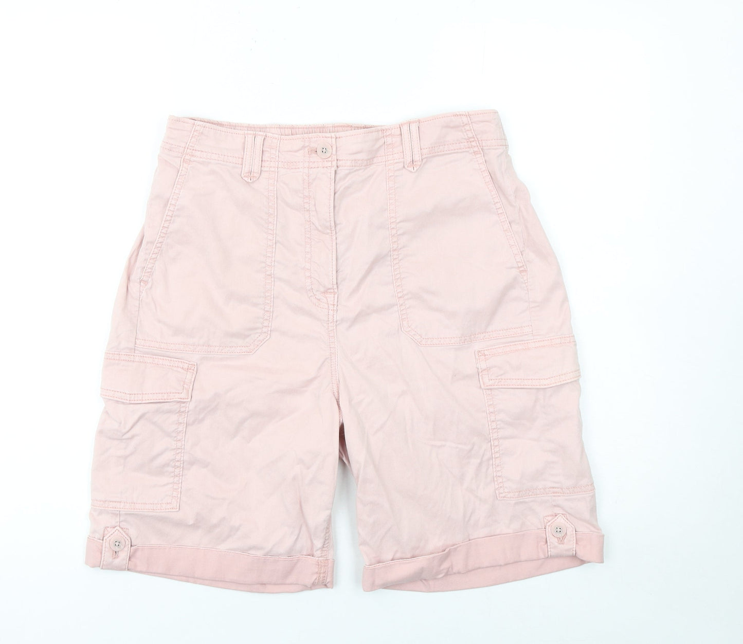 Marks and Spencer Women's Pink Cargo Shorts Size 12 Cotton Blend