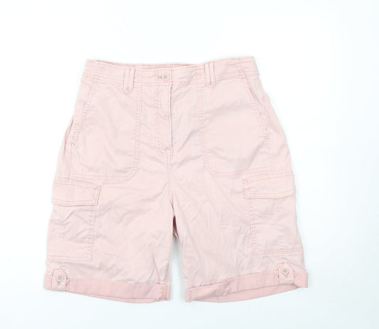 Marks and Spencer Women's Pink Cargo Shorts Size 12 Cotton Blend