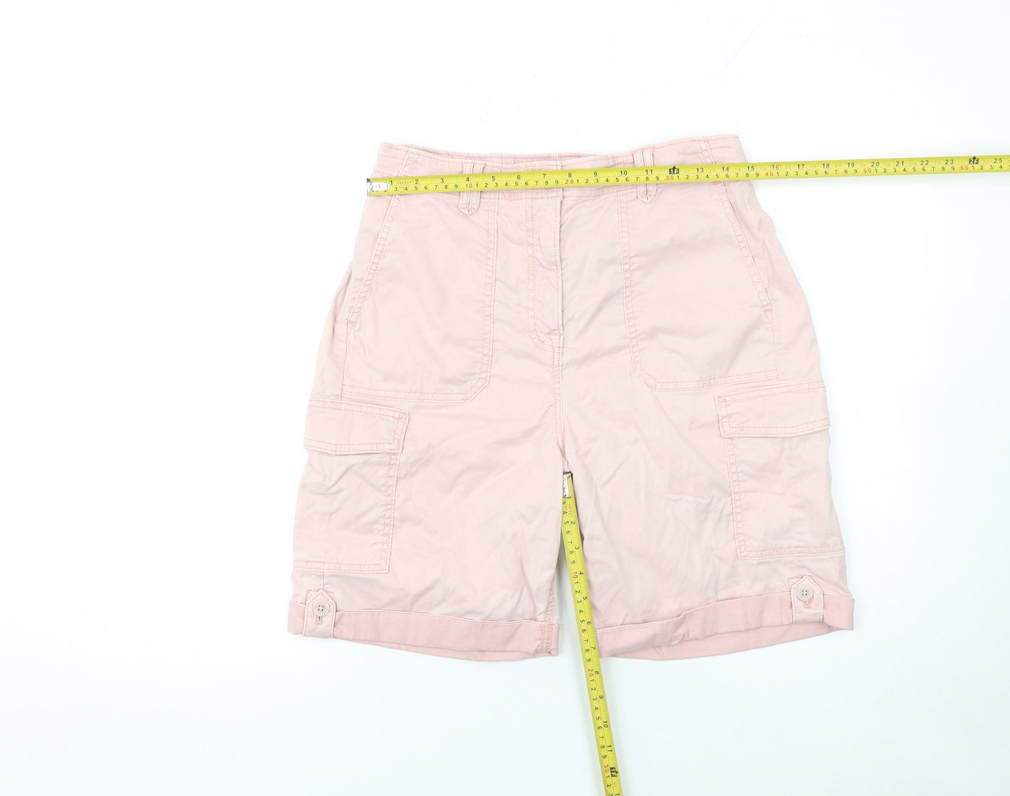 Marks and Spencer Women's Pink Cargo Shorts Size 12 Cotton Blend