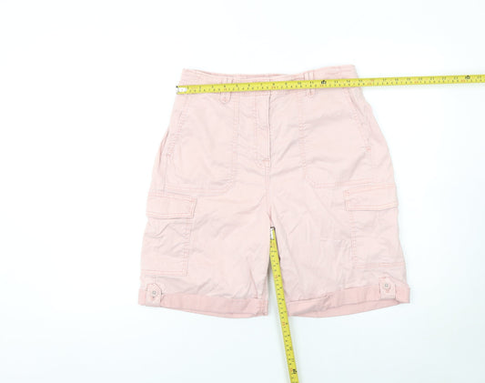 Marks and Spencer Women's Pink Cargo Shorts Size 12 Cotton Blend