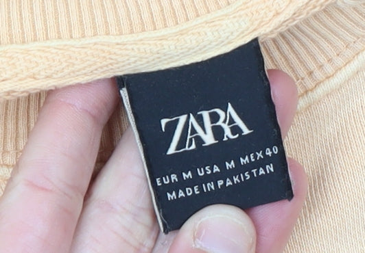 Zara Men’s Beige Cotton Crew Neck Pullover Sweatshirt Size M