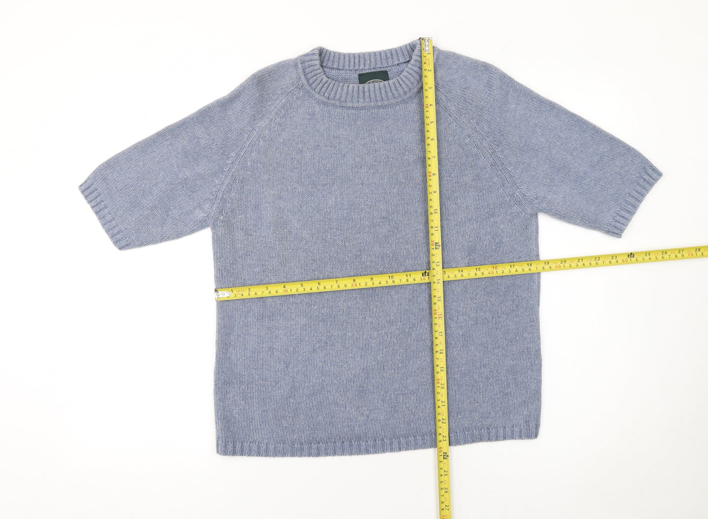 Laura Ashley Women’s Blue Knit Pullover Jumper Size L Short Sleeve