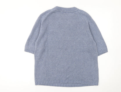 Laura Ashley Women’s Blue Knit Pullover Jumper Size L Short Sleeve