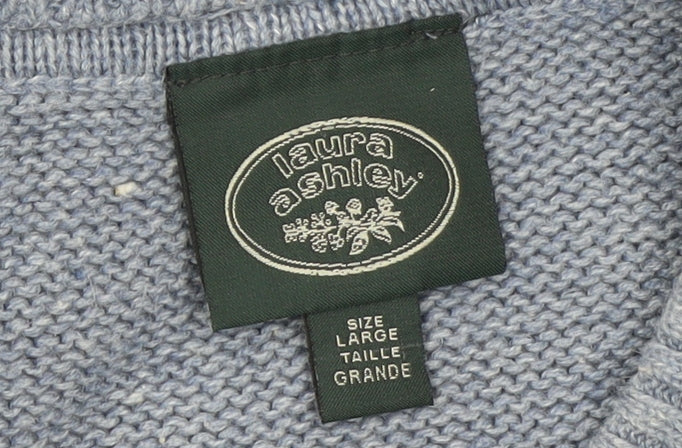 Laura Ashley Women’s Blue Knit Pullover Jumper Size L Short Sleeve