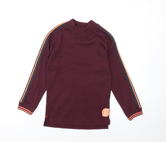 Marks and Spencer Boys Red Stripe Sleeve Mock Neck Sweatshirt 6-7 Years