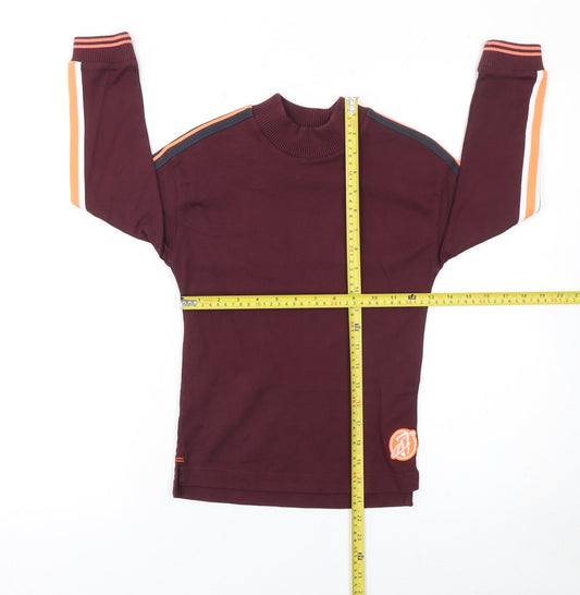 Marks and Spencer Boys Red Stripe Sleeve Mock Neck Sweatshirt 6-7 Years