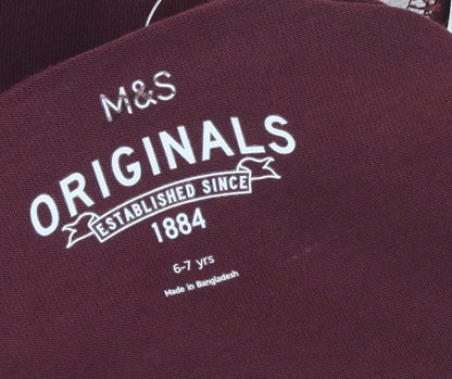 Marks and Spencer Boys Red Stripe Sleeve Mock Neck Sweatshirt 6-7 Years