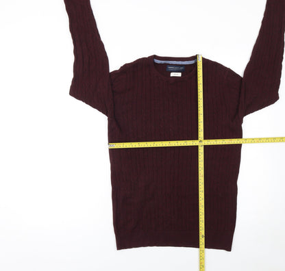 Jack & Jones Men's Brown Cable-Knit Cotton Jumper Medium
