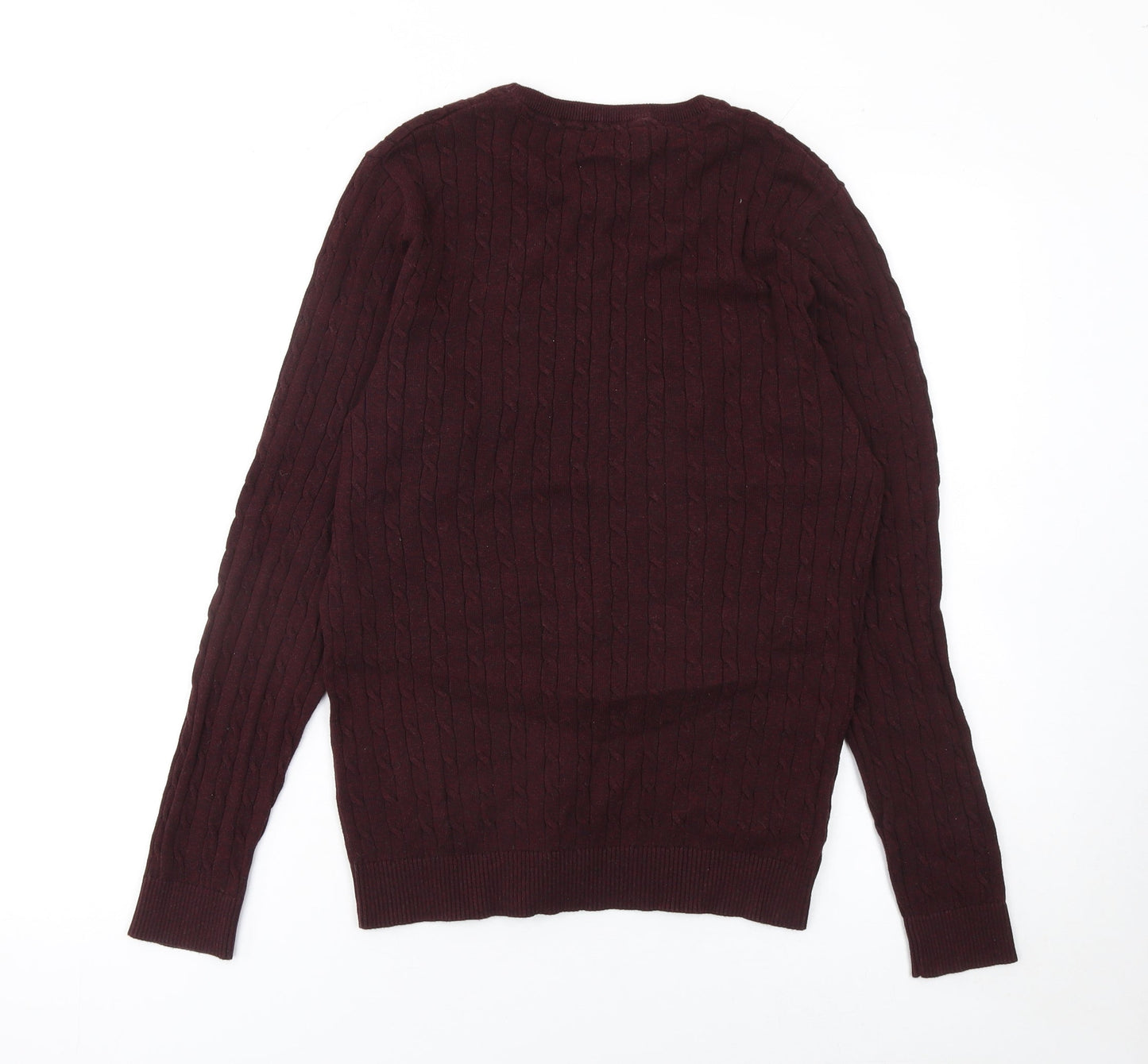 Jack & Jones Men's Brown Cable-Knit Cotton Jumper Medium