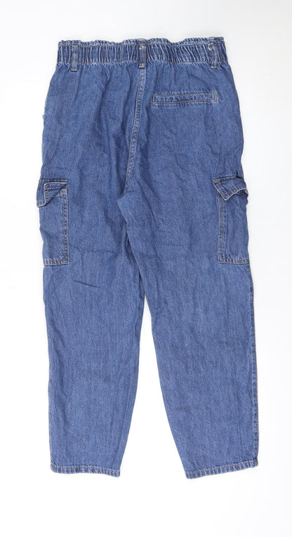 Matalan Womens Blue Cargo Jeans Size 12 Relaxed Fit Denim