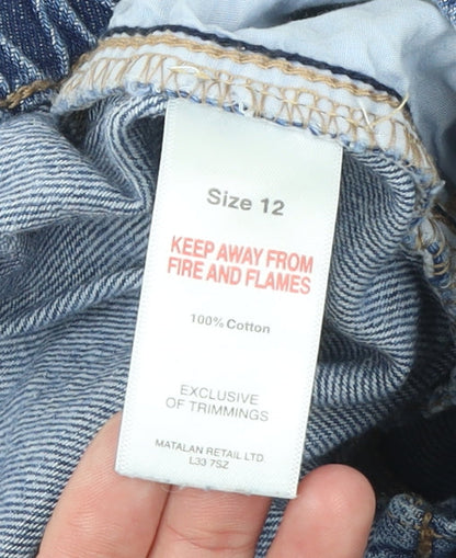 Matalan Womens Blue Cargo Jeans Size 12 Relaxed Fit Denim