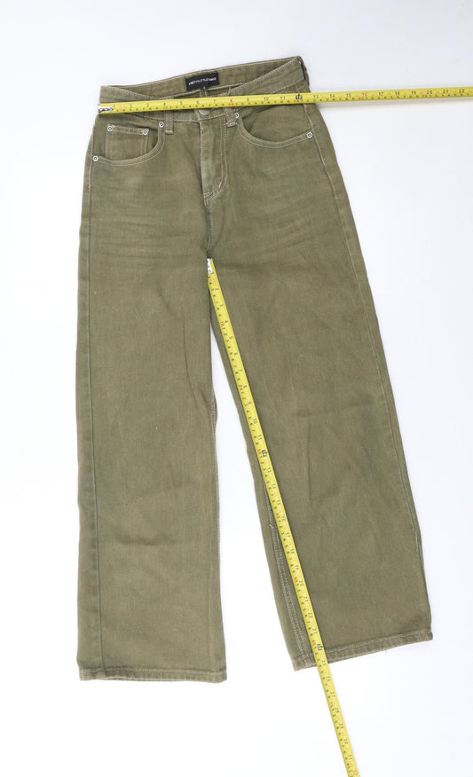 PrettyLittleThing Women’s Green Wide-Leg High Rise Jeans Size 6