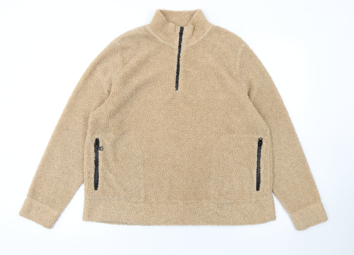 Tu Women Beige 1/2 Zip Fleece Sweatshirt Size 16 Polyester