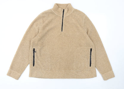 Tu Women Beige 1/2 Zip Fleece Sweatshirt Size 16 Polyester