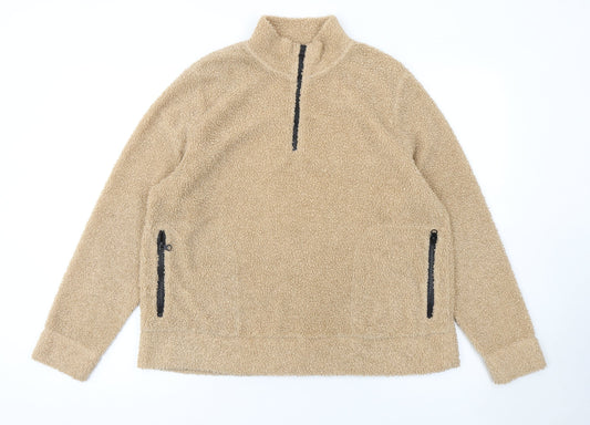 Tu Women Beige 1/2 Zip Fleece Sweatshirt Size 16 Polyester