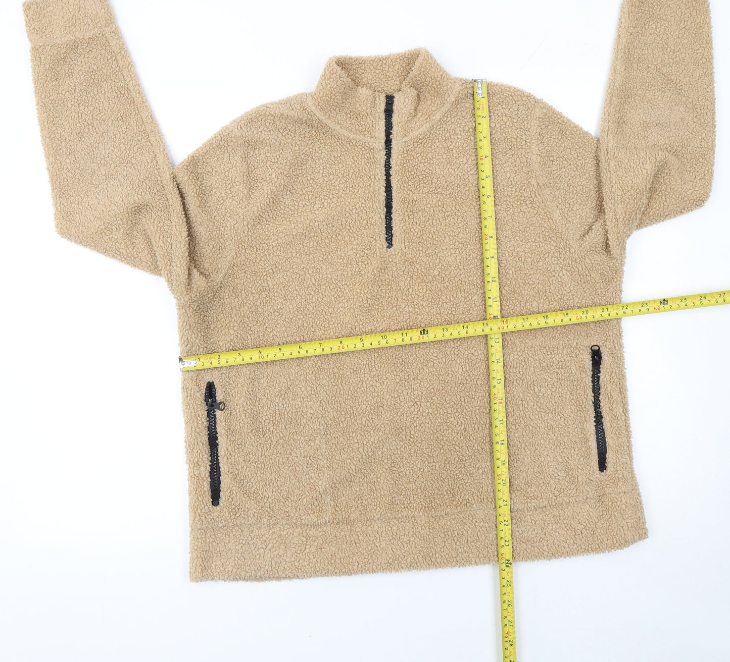 Tu Women Beige 1/2 Zip Fleece Sweatshirt Size 16 Polyester