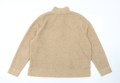 Tu Women Beige 1/2 Zip Fleece Sweatshirt Size 16 Polyester