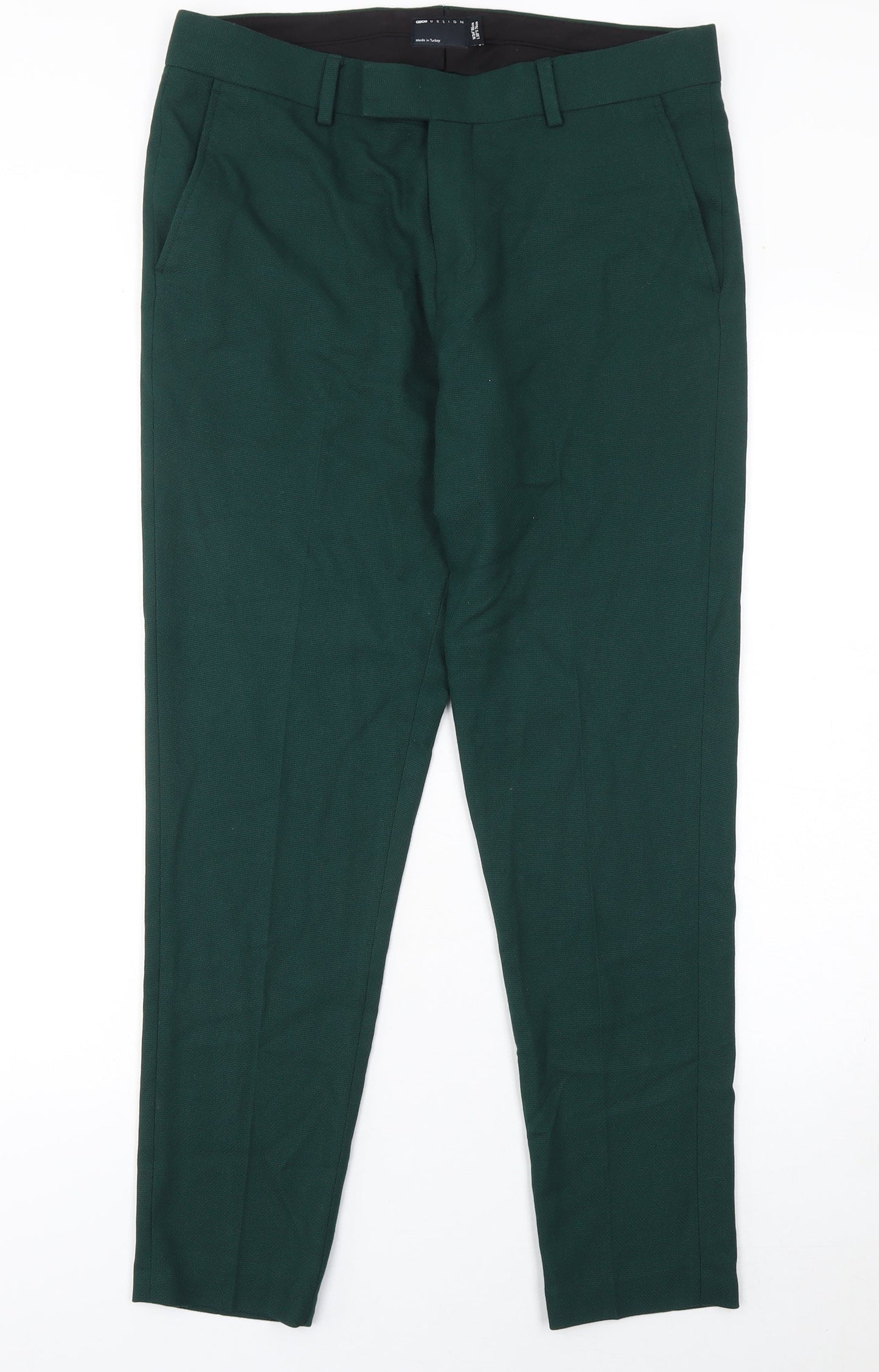 ASOS Design Men's Green Slim Fit Dress Pants 34W 30L Polyester Blend