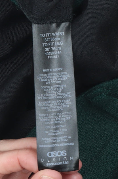 ASOS Design Men's Green Slim Fit Dress Pants 34W 30L Polyester Blend