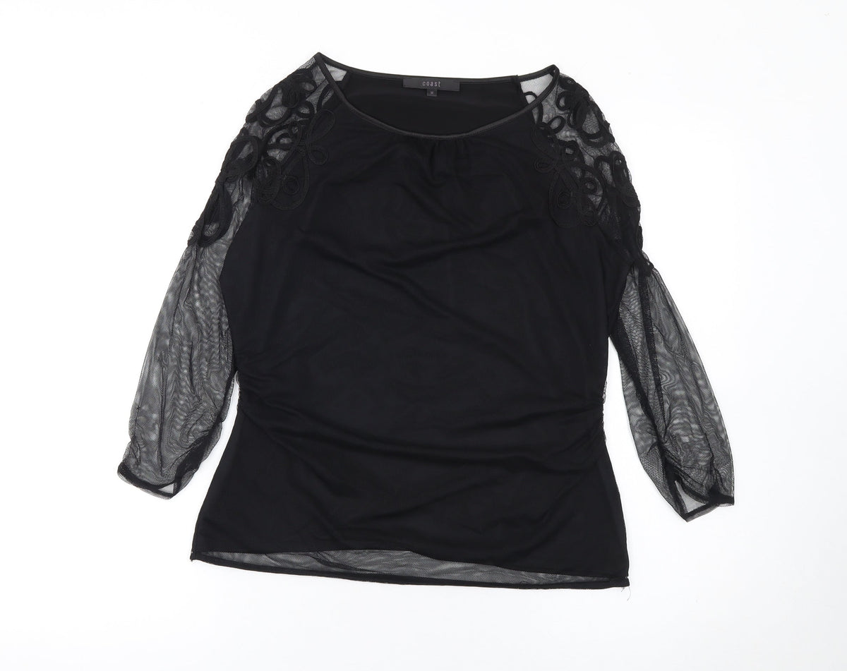 Womens UK Size M Coast Black Tunic Blouse