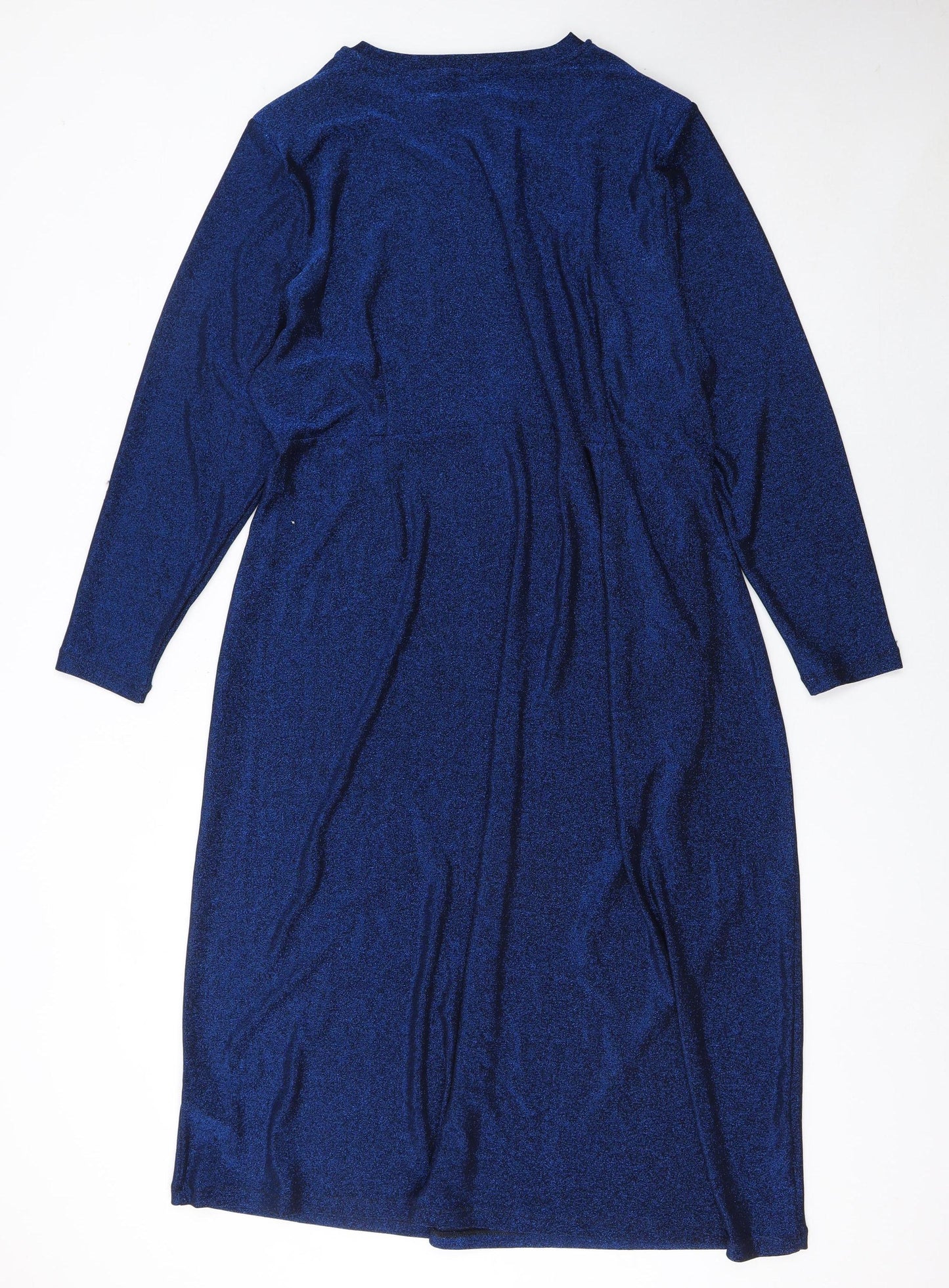 Marks and Spencer Women Blue Long Sleeve Knee Length Sheath Dress Size 24