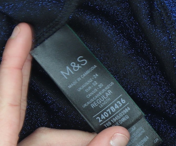 Marks and Spencer Women Blue Long Sleeve Knee Length Sheath Dress Size 24