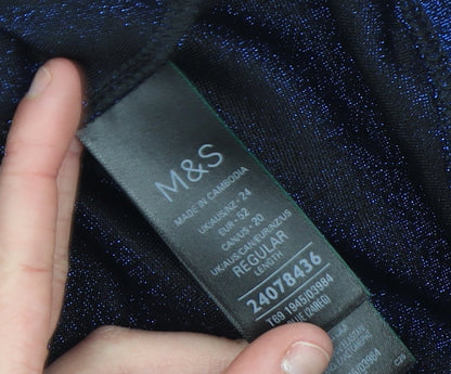 Marks and Spencer Women Blue Long Sleeve Knee Length Sheath Dress Size 24