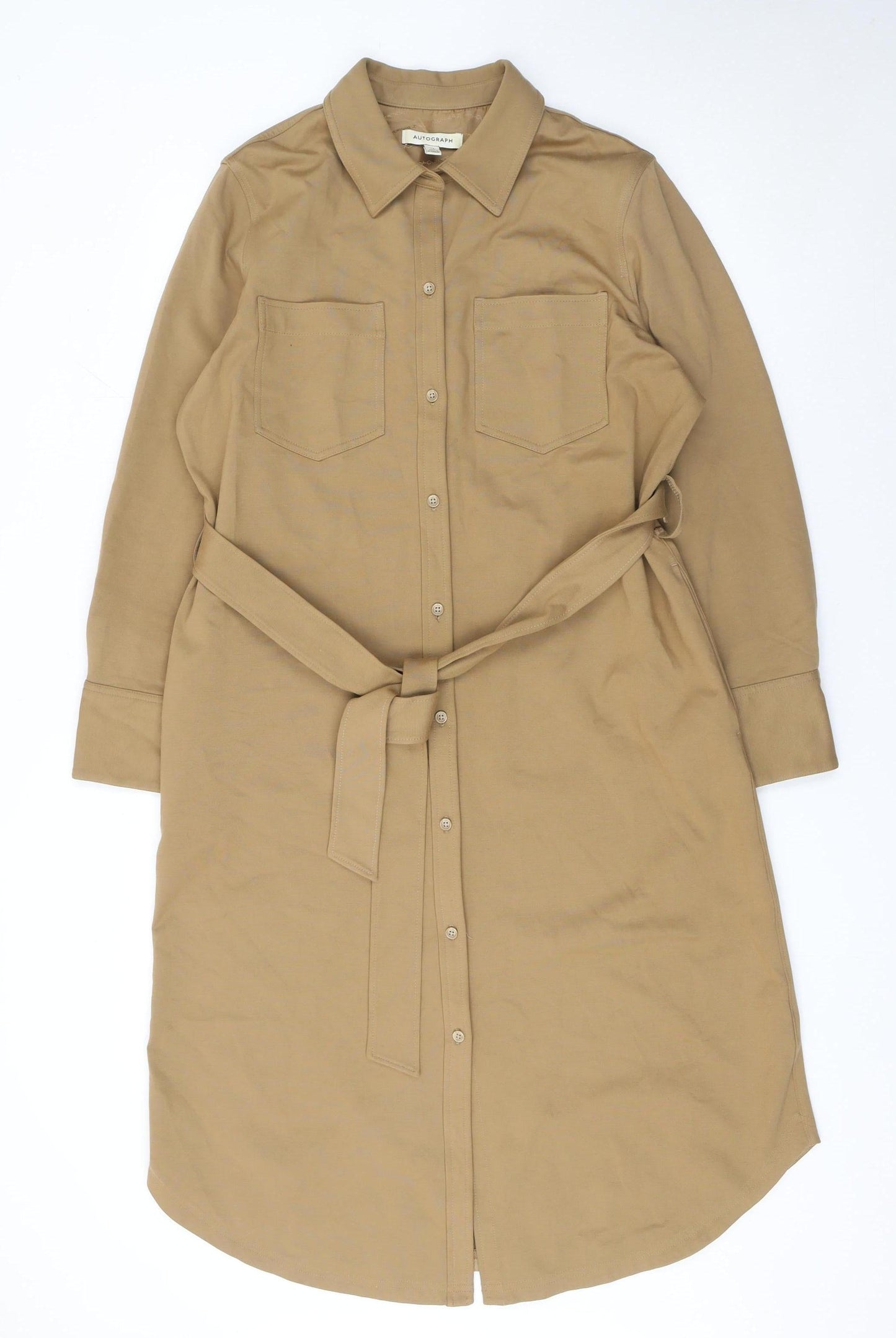 Marks and Spencer Women Brown Size 14 Belted Shirt Dress